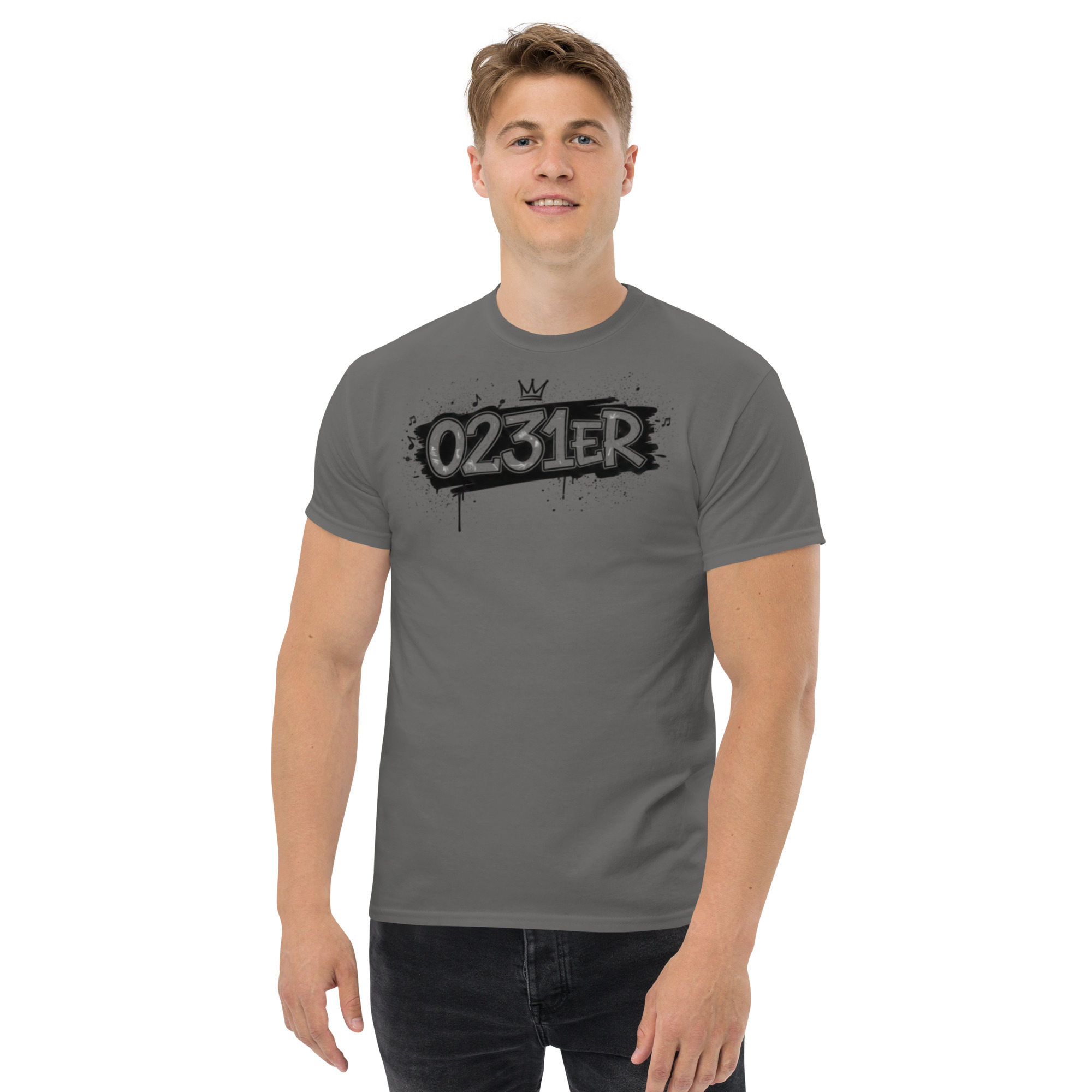 Reece — Unisex Classic Tee Charcoal Front
