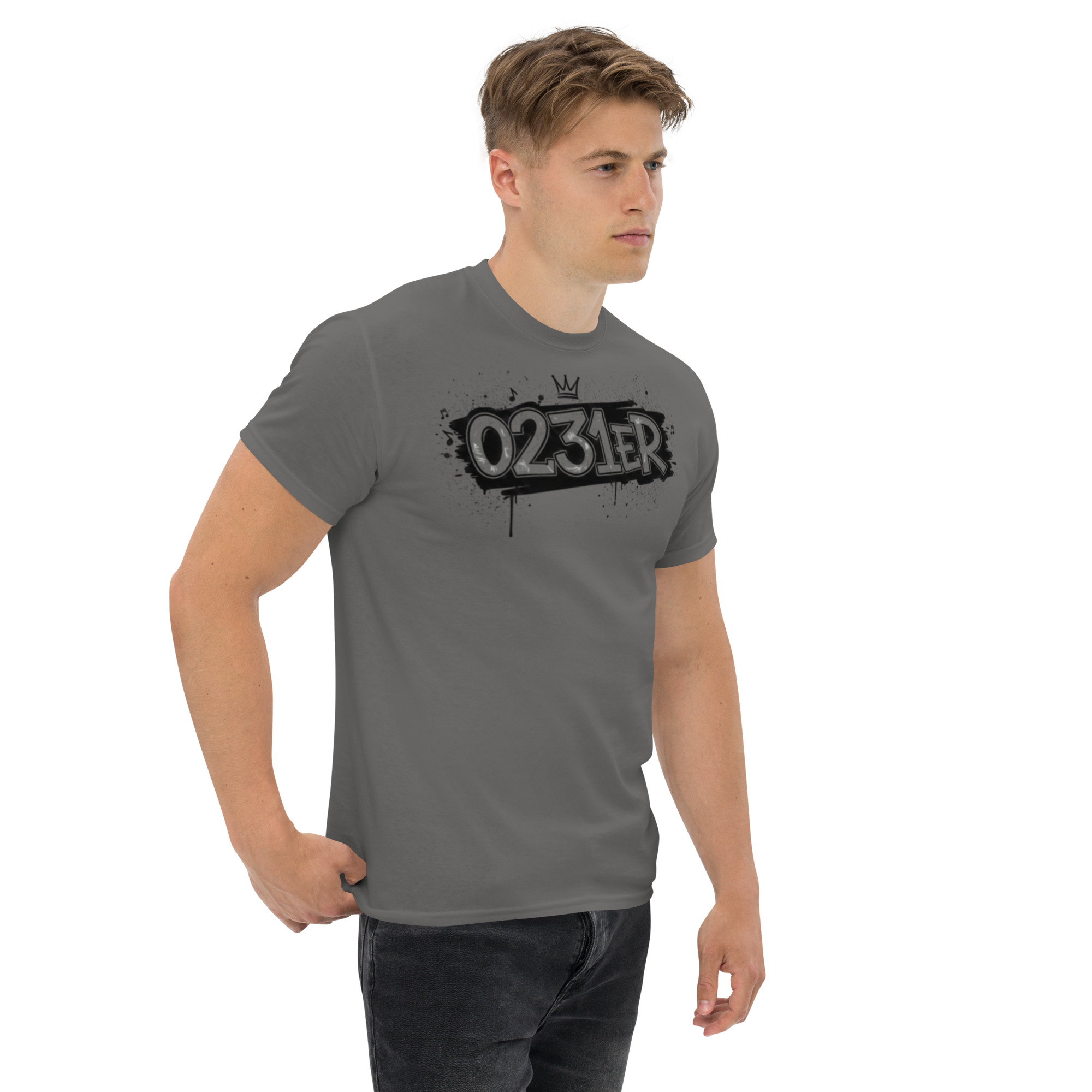 Reece — Unisex Classic Tee Charcoal Right Front